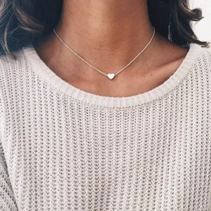 🎉 New Dainty heart silver plated choker necklace
